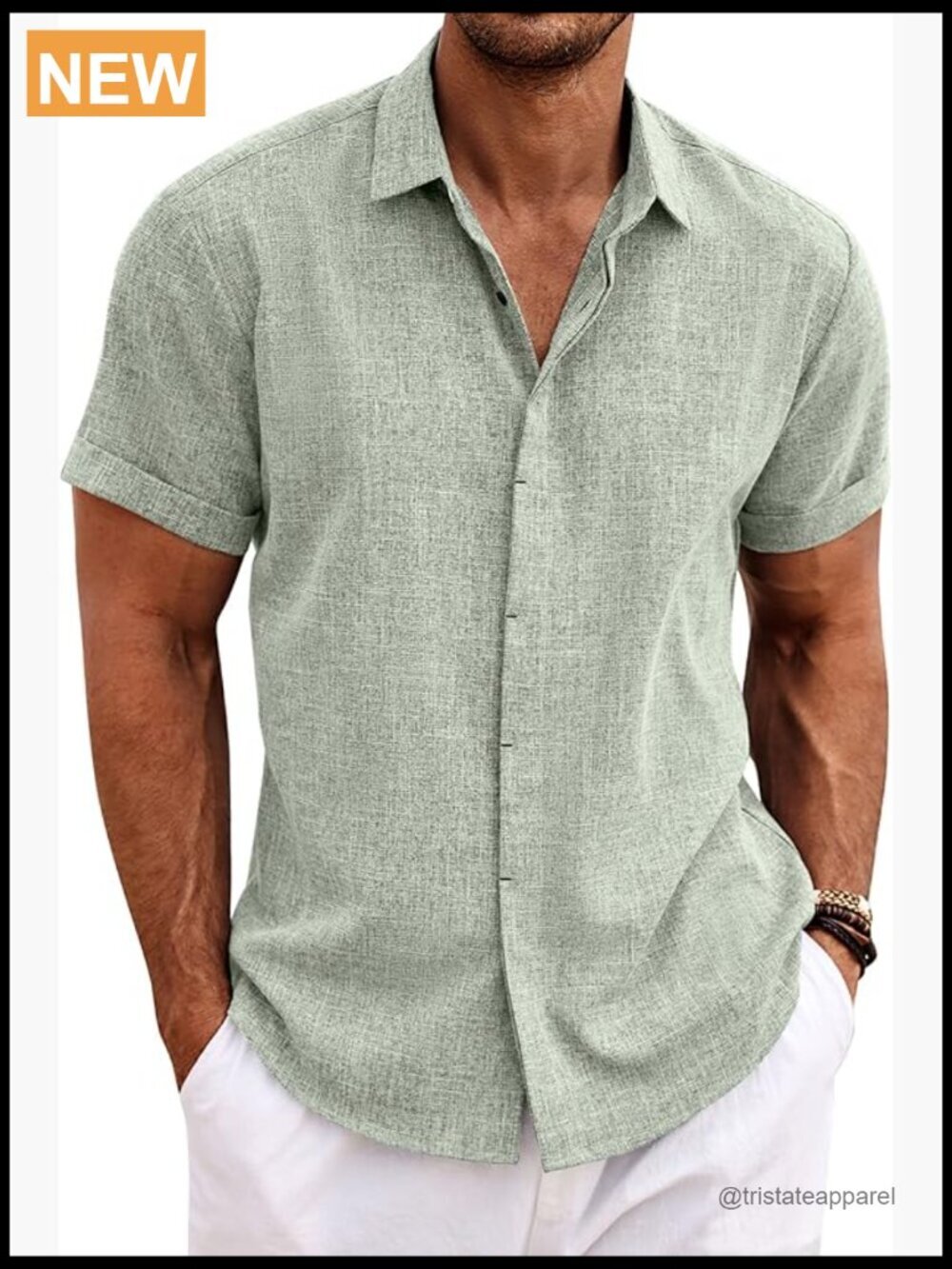 Men's Linen Button Down Shirt Short Sleeve Casual Summer Beach Shirt